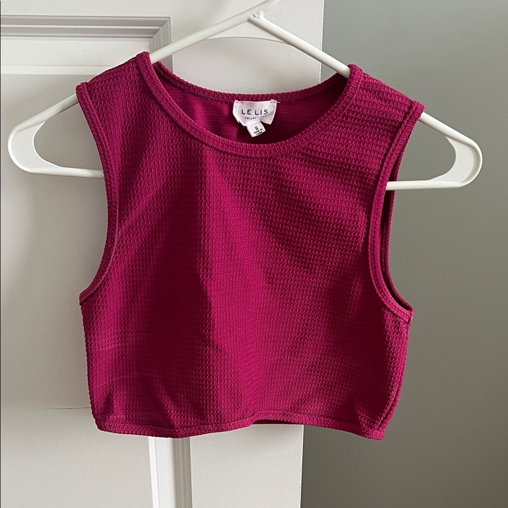 Magenta Textured Crop Tank